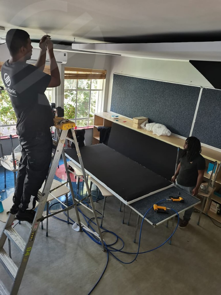 Acoustic Wood Paneling Seating Area